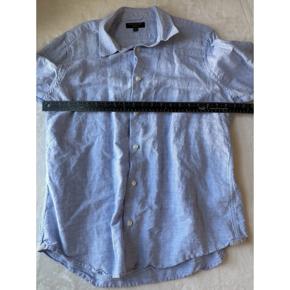 Banana Republic Light Blue Linen Blend Dress Shirt‎ Men's XL Long Sleeve Formal